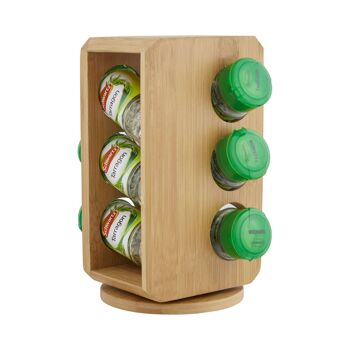 6 Bottles Bamboo Wood Revolving Spice Rack 7