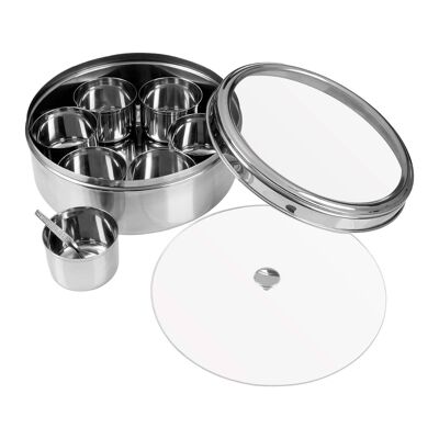 7 Piece Spice Storage Clear Lid Container Set