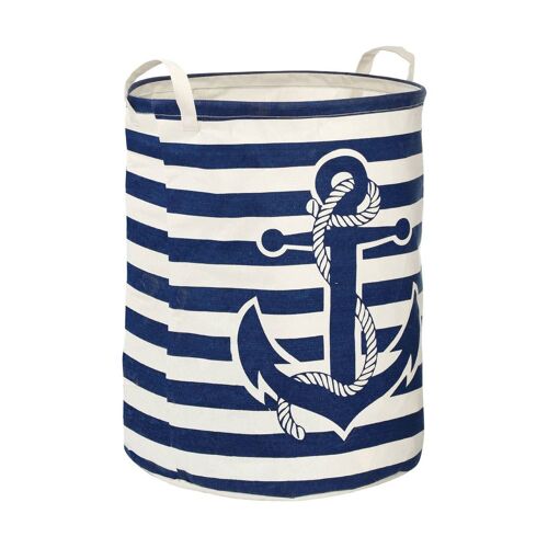  Lunarable Blue Nautical Laundry Bag, Simple Anchor in