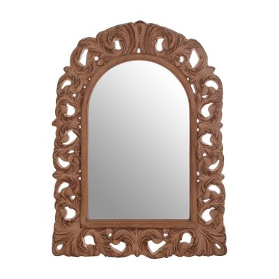 Antique Brown Arc Leaf Wall Mirror