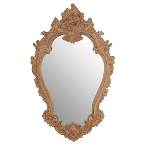 Antique Brown Rococo Design Wall Mirror