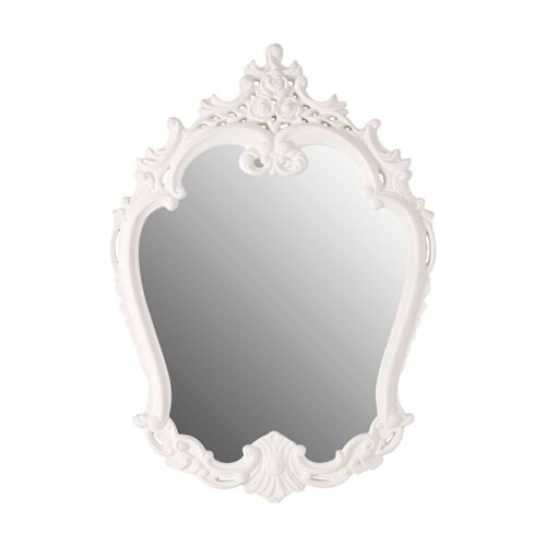 Antique White Rose Crest Wall Mirror