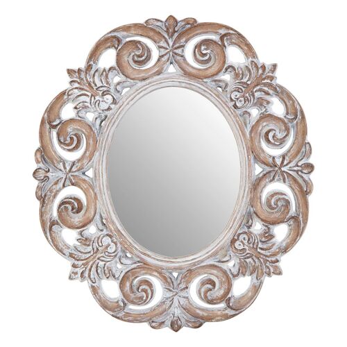 Antique White Scroll Design Wall Mirror