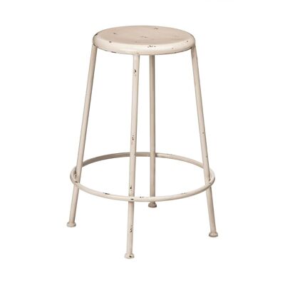 Artisan Cream Metal Round Footrest Stool