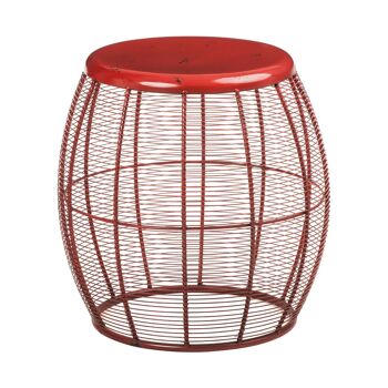 Artisan Stool Red Metal Barrel Shape 6