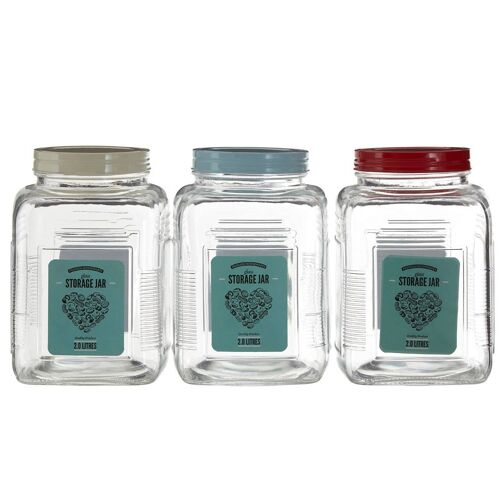Assorted Square Clear Glass Large Storage Jar