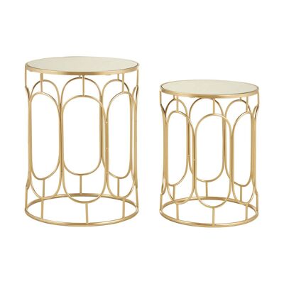 Avantis Set of 2 Champagne Metal Side Tables