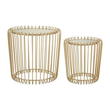 Avantis Set of Two Champagne Wireframe Side Tables 1