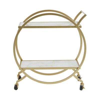 Avantis White Marble and Gold 2 Tier Trolley