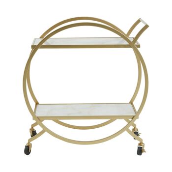 Avantis White Marble and Gold 2 Tier Trolley 2