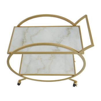 Avantis White Marble and Gold 2 Tier Trolley 5