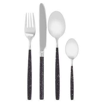 Avie 16 Pc Black and Silver Cutlery Set 1