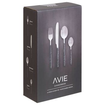 Avie 16 Pc Black and Silver Cutlery Set 3