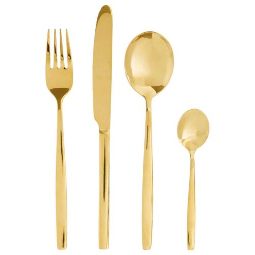 Avie 16 Pc Gold Finish Cutlery Set