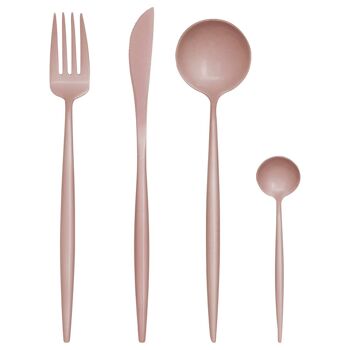Avie 16 Pc Matte Pink Finish Cutlery Set 1