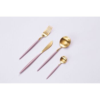 Avie 16 Pc Pink / Gold Finish Cutlery Set 5