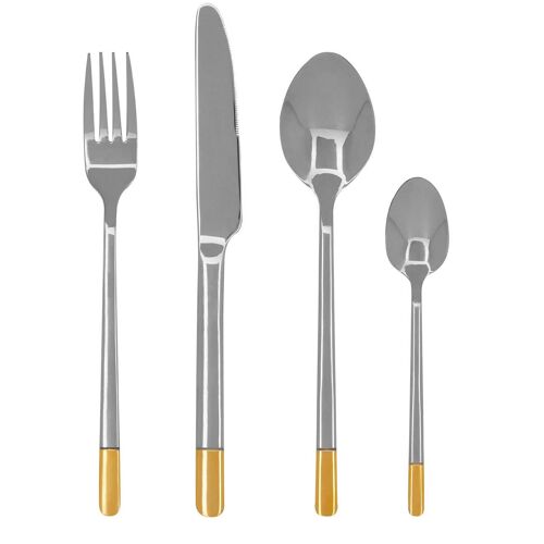 Avie 16pc Gold and Silver Finish Cutlery Set