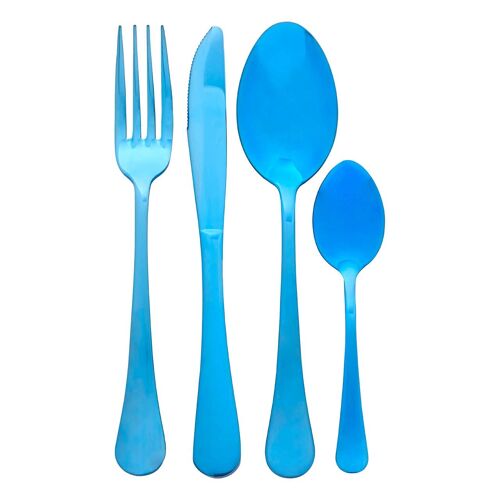 Avie 16pc Stainless Steel Blue Cutlery Set