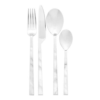 Avie 16pc White Faux Marble Cutlery Set 1