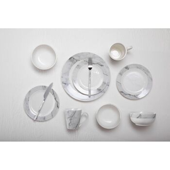 Avie 16pc White Faux Marble Cutlery Set 4