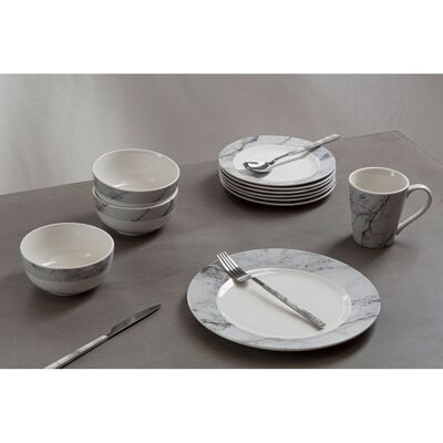 Avie 16pc White Faux Marble Cutlery Set