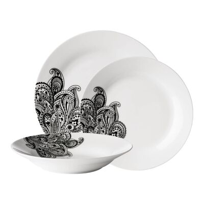 Avie Black 12pc Prince Dinner Set