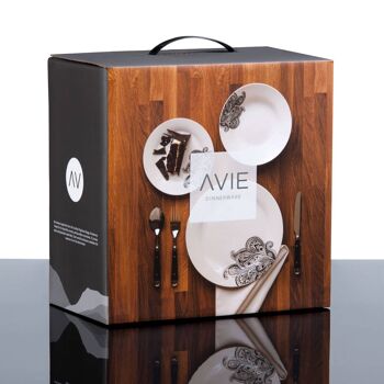 Avie Black 12pc Prince Dinner Set 5