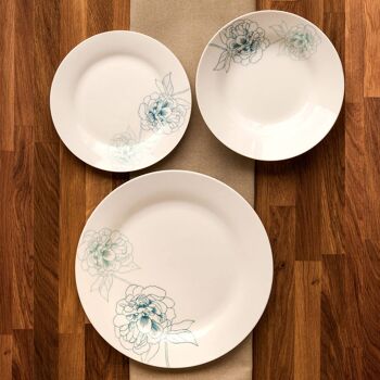 Avie Teal 12pc Flora Dinner Set 4