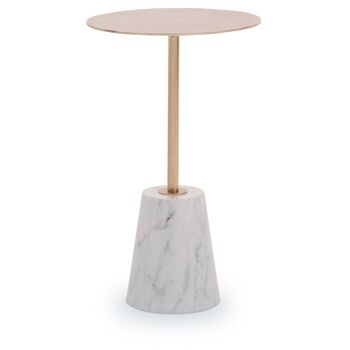 Avola Brushed Gold Side Table White Marble Effect Base 2