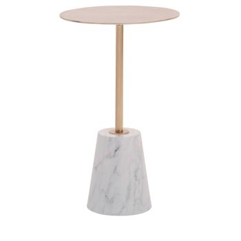 Avola Brushed Gold Side Table White Marble Effect Base 3