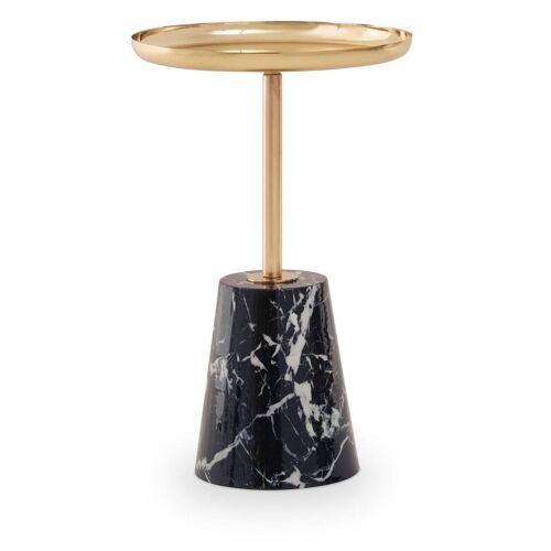 Avola Gold Side Table Black Marble Effect Base