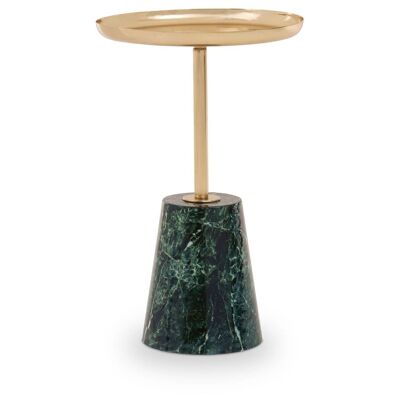 Avola Gold Side Table Green Marble Effect Base