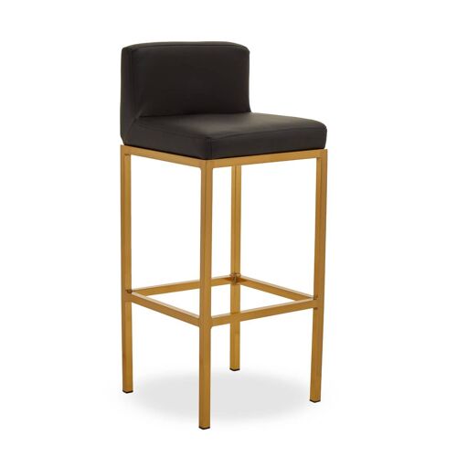 Baina Black Pu And Gold Finish Bar Chair