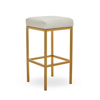 Baina White Pu And Gold Finish Bar Stool 6