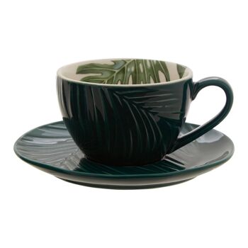 Bali Dark Green Cup and Saucer 1