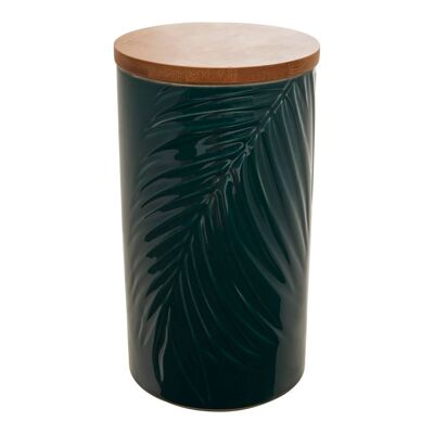 Bali Dark Green Large Storage Jar with Bamboo Lid