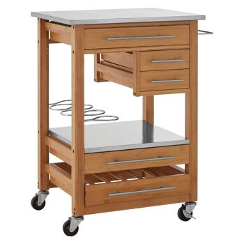 Bamboo Four Drawer Kitchen Trolley 3