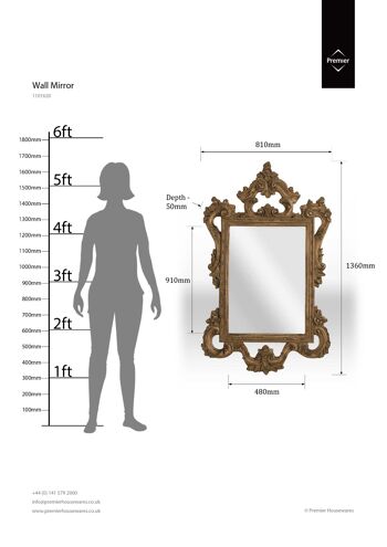 Baroque Style Antique Finish Wall Mirror 6