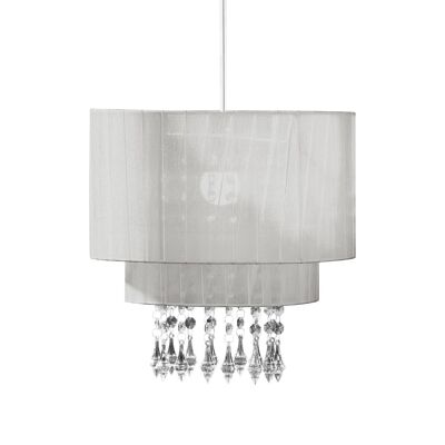 Beaded Silver Voile Pendant Shade