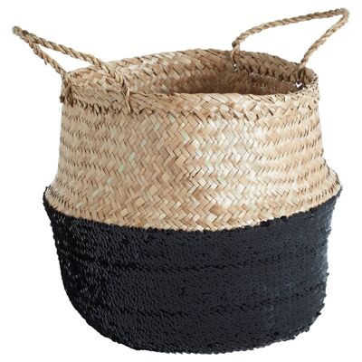 Black / Natural Medium Seagrass Basket