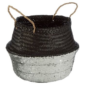 Black / Silver Medium Seagrass Basket 3