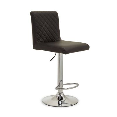 Black And Chrome Bar Stool With Round Base