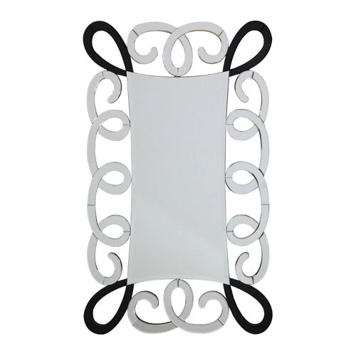 Black and Silver Scroll Design Wall Mirror