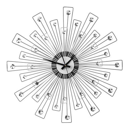 Black and Silver Spoke Design Wall Clock