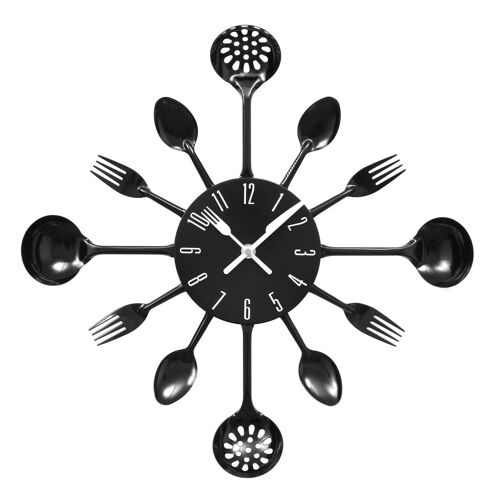 Black Cutlery Metal Wall Clock