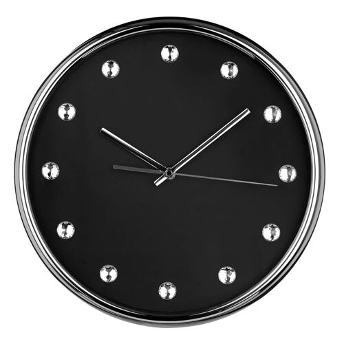 Black Face and Clear Diamantes Wall Clock