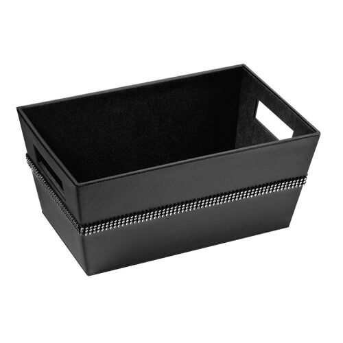 Black Faux Leather Rectangular Storage Box