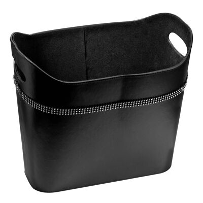 Black Faux Leather Rounded Storage Box