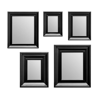 Black Frame 5pc Mirror Set