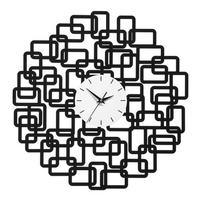 Black Iron Squares Design Wall Clock